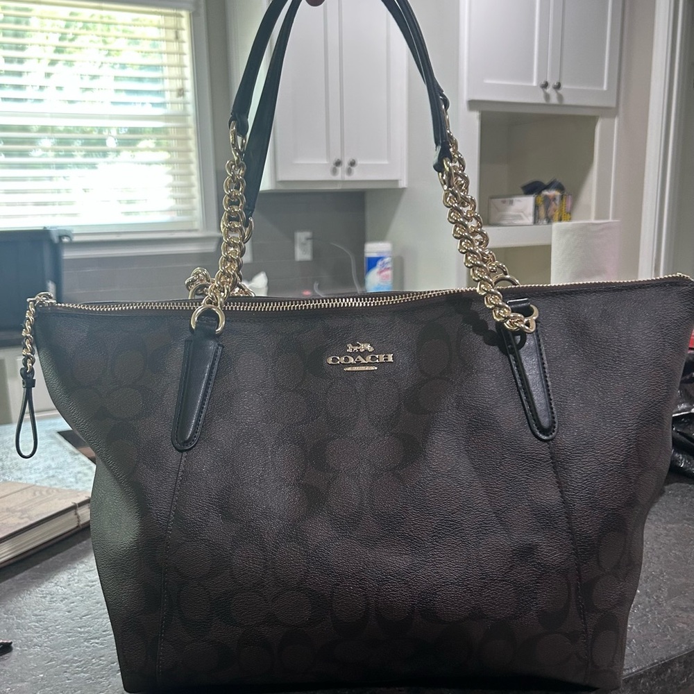 Coach Dark Brown Signature Tote